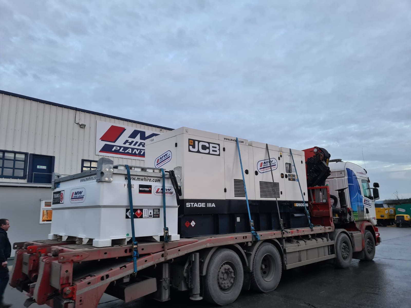 550 KVA JCB and fuel tank heading to a Rental project in Dublin